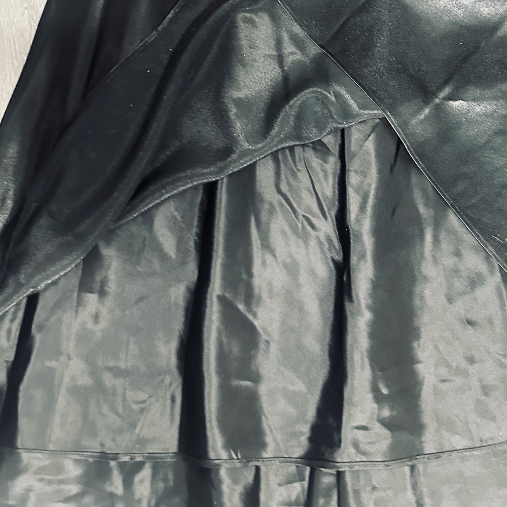 VTG 90 Y2K Prom Dress Black Whimsigoth Glam Vamp Satiny Slinky Sexy Maxi Gown 12 - Picture 6 of 6